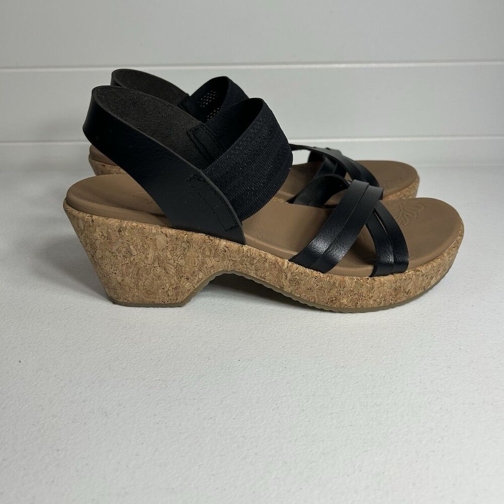 Skechers Cali Brystol Women's Sandals Size 9 Black Vegan Slingback Cork